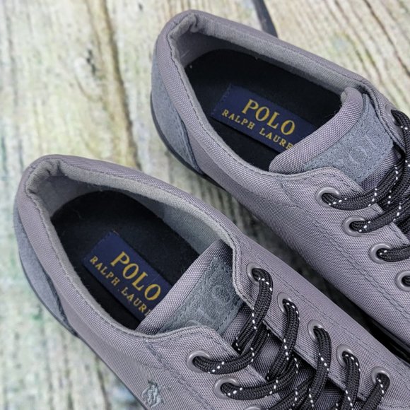 Polo Ralph Lauren‎ Brayden Sneakers Boys Size 1 Gray Athletic Designer Shoes - Picture 7 of 9